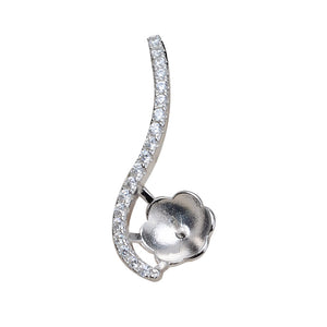 S925 silver S Shape pendant setting for 9-10mm pearl