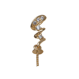 AU750 gold necklace lightning pendant setting for 7-10mm pearls