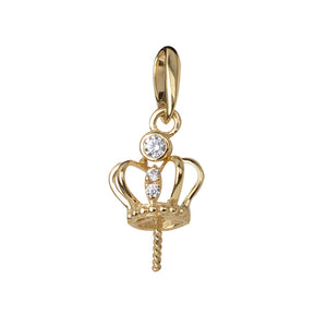 AU750 gold crown setting for 8-14mm pearl setting