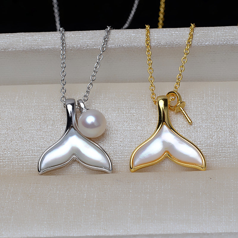 S925 Sterling Silver Mermaid Tail Pearl Setting for Jewelry Making