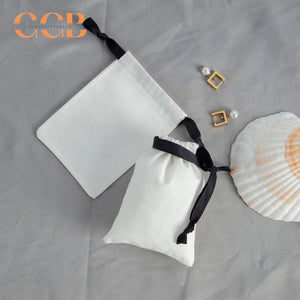 20pcs white jewelry pouch with black string, drawstring bag for rings earrings bracelets, multi size jewelry packaging gift bags