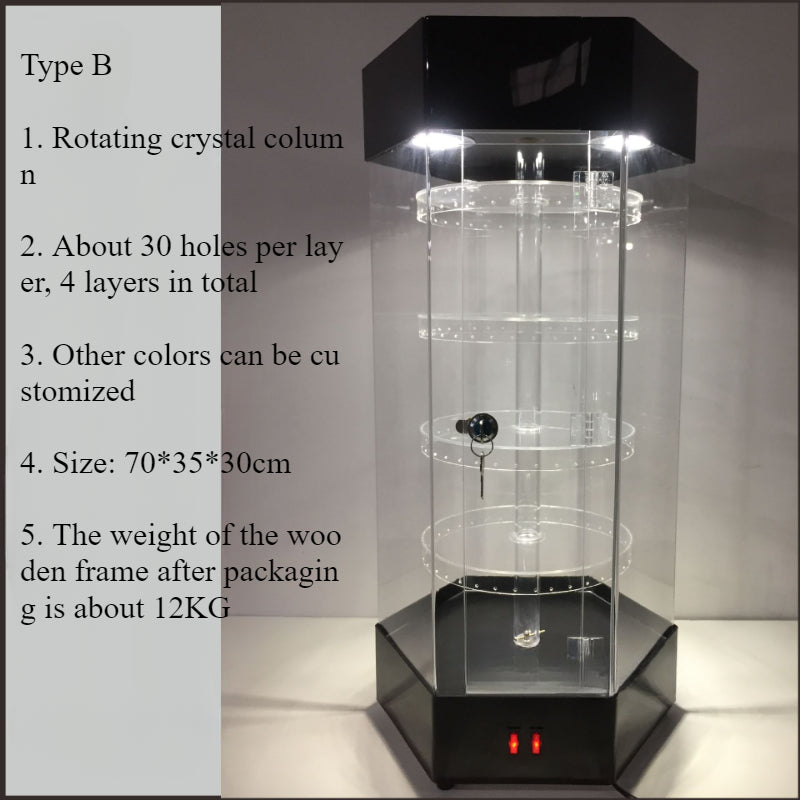 Rotating acrylic jewelry display cabinet, cosmetic and watch showcase stand