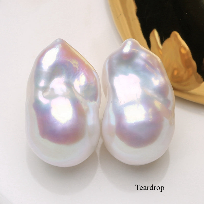 One Pair 4A Flameball Baroque Pearls 12×21mm, Irregular Loose Beads