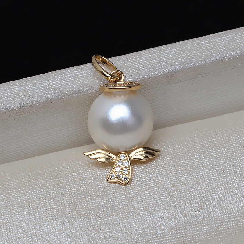 AU750 gold angel through hole pendant