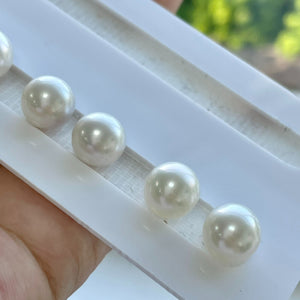 4A 8-14mm Australian South Sea White Pearl, Natural Round Undrilled Loose Pearl for Custom Jewelry, Strong Cool White Luster Near Flawless
