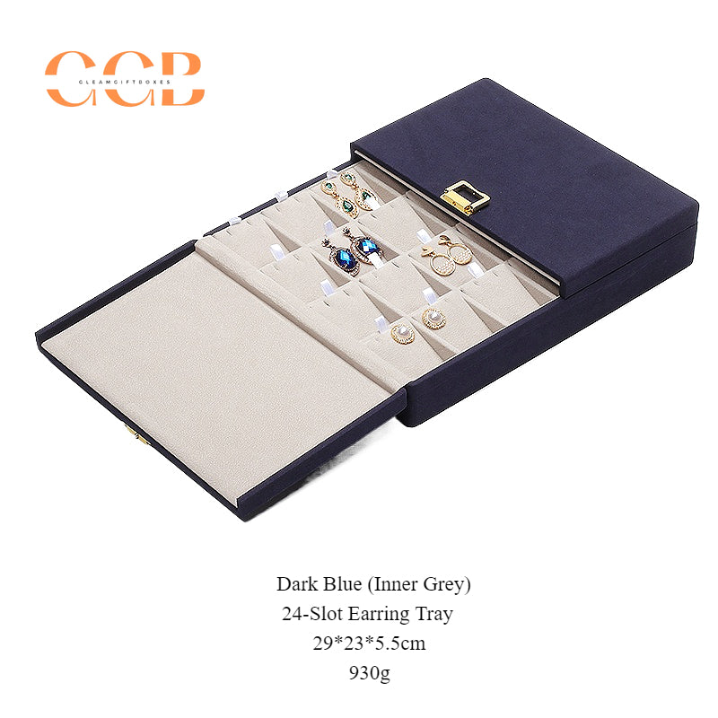 Double Folding Jewelry Display Tray Organizer, Velvet Storage Box
