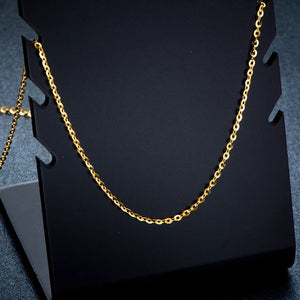 18K Gold O Chain Necklace AU750, Adjustable 40-50cm Flash O Link Collarbone Chain for Pendant