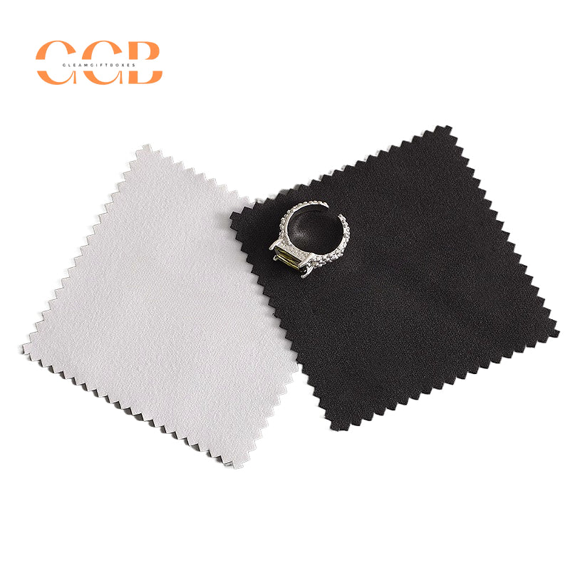 50pcs white or black custom logo silver polishing cloth