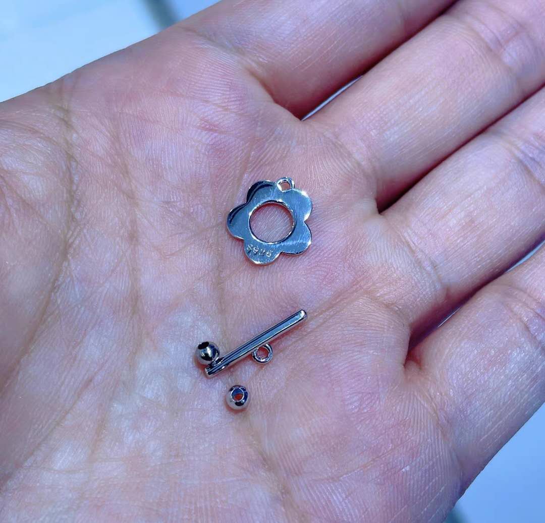 S925 Sterling Silver Small Flower OT Clasp for Jewelry Making