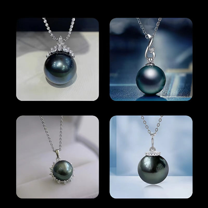Tahitian Black Pearl Undrilled Bead, Natural Round Sea Pearl for DIY