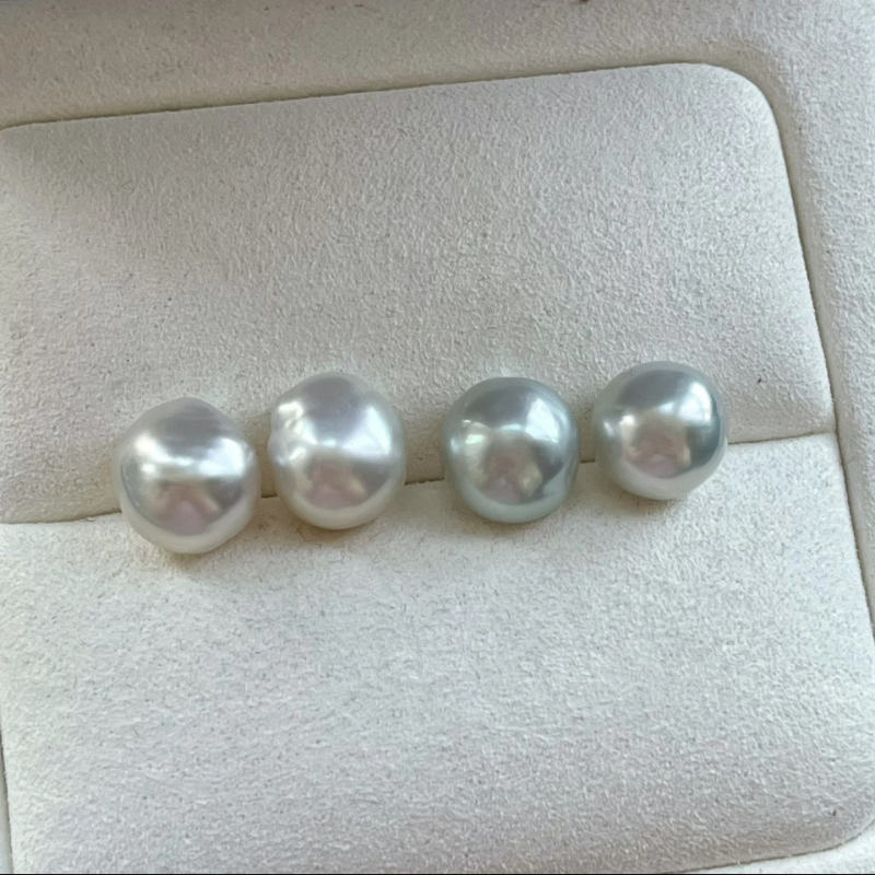 4A 9-15mm Australian White South Sea Baroque Pearl, Round Loose Pearl with Strong Luster and Minimal Blemish, Single Bead for Jewelry