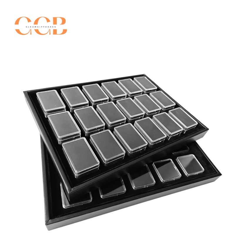 Rectangular plastic clear gemstone display storage box tray