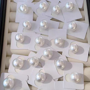 4A 9-15mm Australian White South Sea Baroque Pearl, Near Round Loose Pearl with Strong Luster, Undrilled Half Drilled 1mm or Fully Drilled 0.7mm