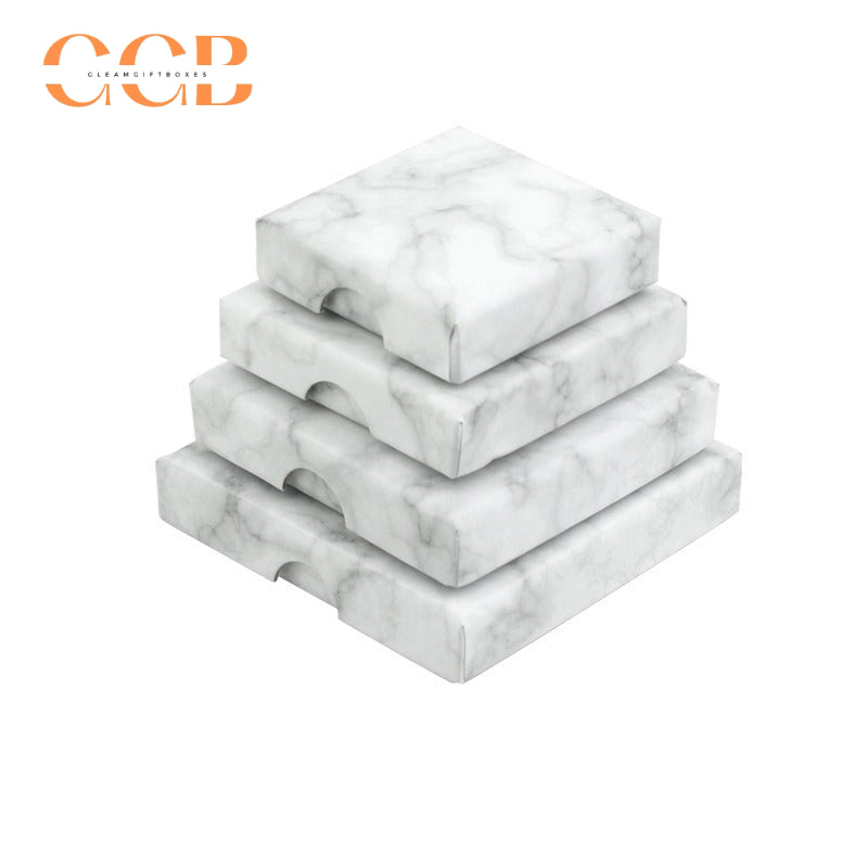 10pcs 1.6cm thin jewelry box set, kraft brown white marble black, luxury packaging for rings earrings bracelets, flat gift boxes