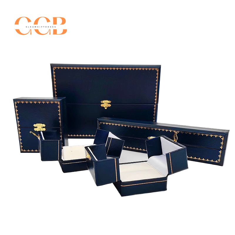 Vintage dark blue double door mini jewelry box for proposal