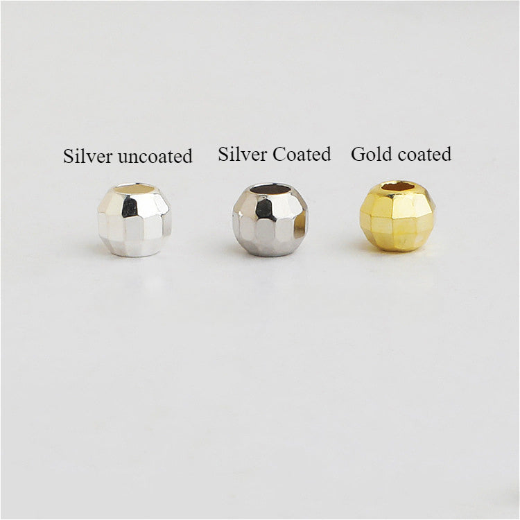 10pcs 2.5-5mm S925 Gold-Plated Faceted Spacer Beads  for DIY Jewelry Making