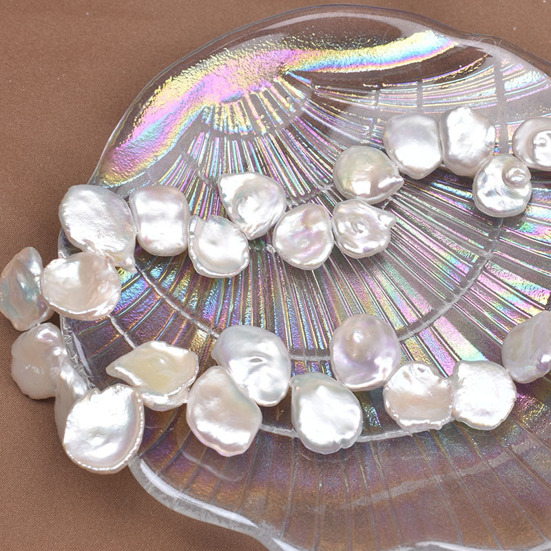 4A 14–16mm Petal Baroque Pearls, Flat Irregular Multi-Hole Beads