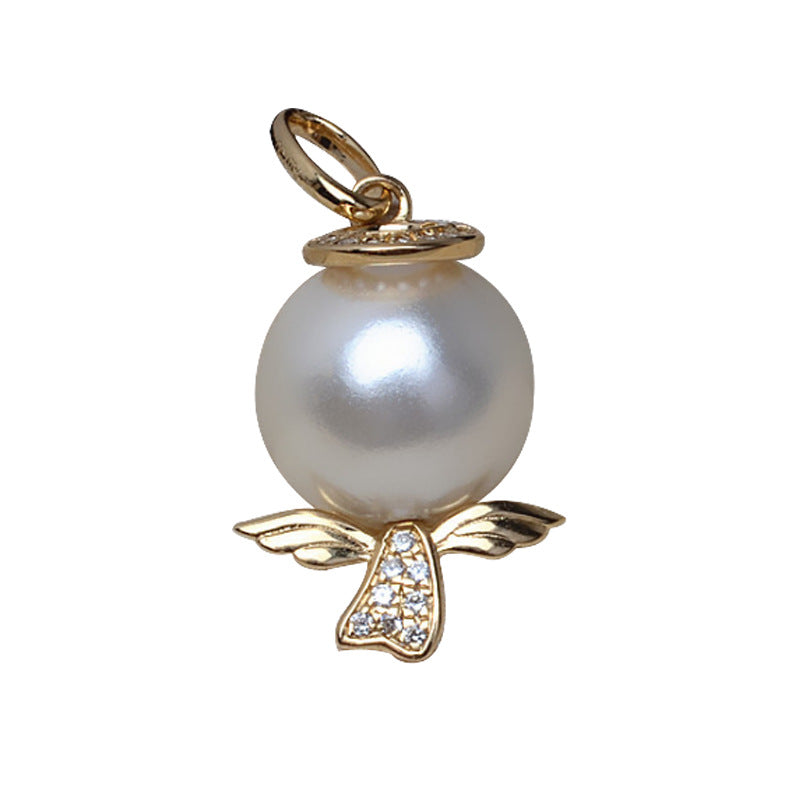 AU750 gold angel through hole pendant