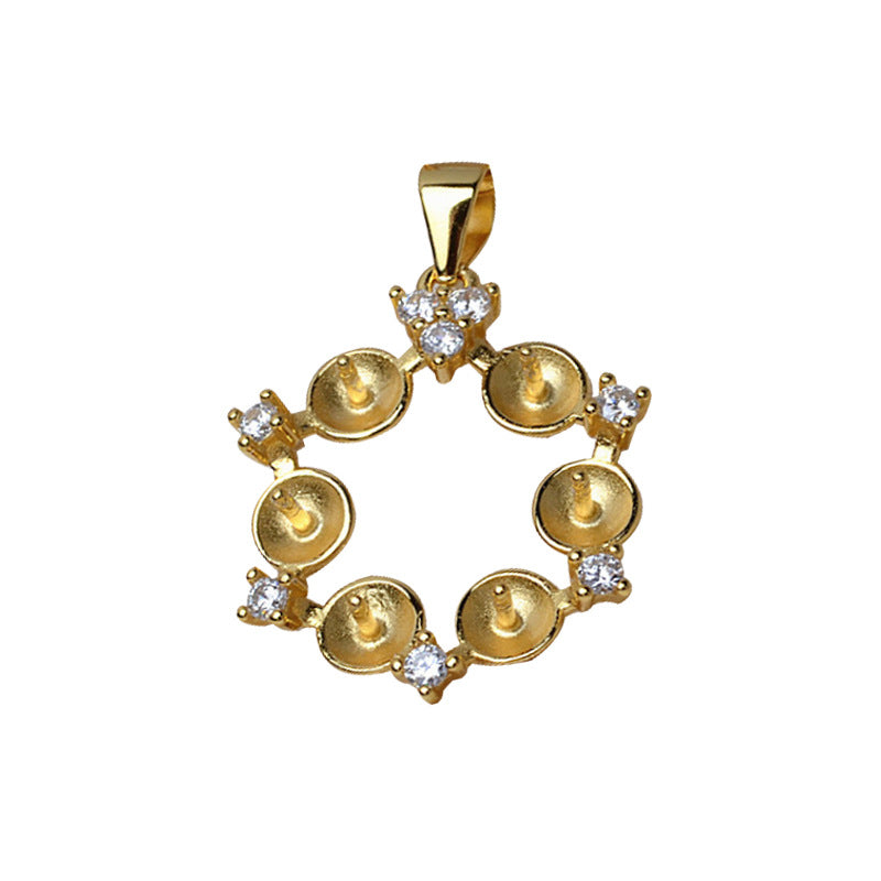 S925 Sterling silver flower pearl pendant setting