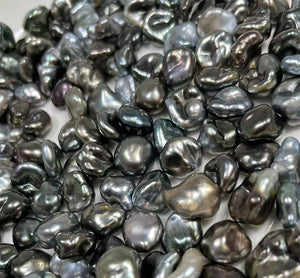 3A 2-12mm Tahitian Keshi Pearl, Natural Black Loose Saltwater Pearl with Good Luster, Undrilled Half Drilled 1mm or Fully Drilled 0.7mm