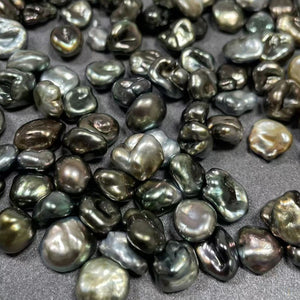 3A 2-12mm Tahitian Keshi Pearl, Natural Black Loose Saltwater Pearl with Good Luster, Undrilled Half Drilled 1mm or Fully Drilled 0.7mm