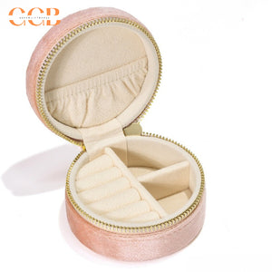 Round Velvet Travel Jewelry Case, Mini Zipper Organizer for Rings, Earrings & Necklaces, Bridesmaid Gift, Travel Accessory