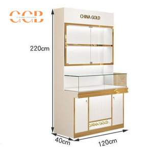 Upright Luxury Glass Jewelry Display Cabinet, Floor Standing Storage with Drawers, Showcase for Jewelry Stores