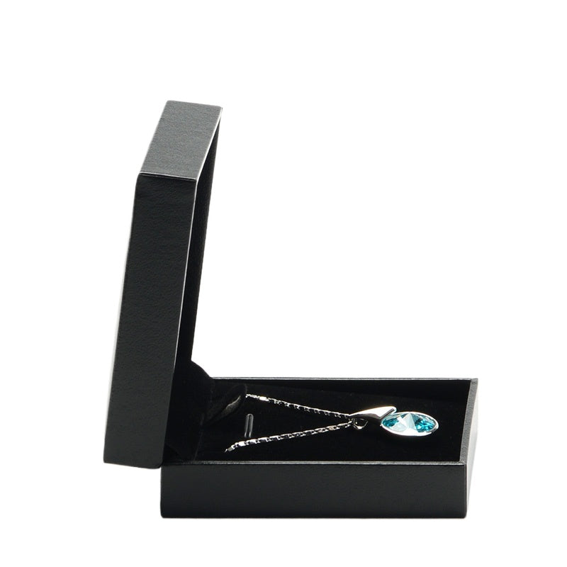 Luxury flip lid jewelry packaging box faux leather paper ring box pendant box bracelet box necklace box long chain box wholesale