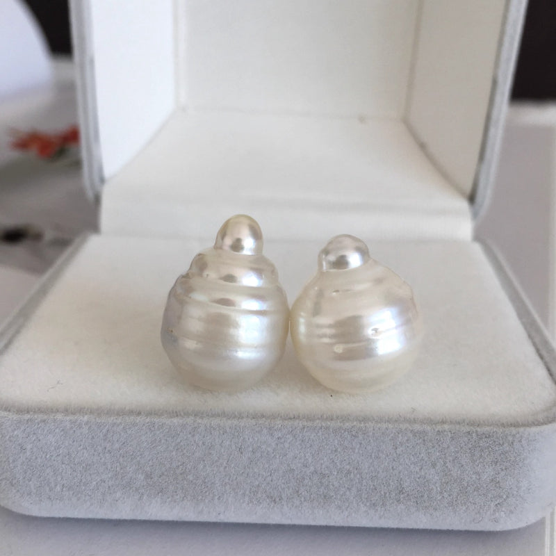 3A 9-14mm White South Sea Baroque Pearl, Droplet Loose Pearl with Good Luster, Undrilled Half Drilled 1mm or Fully Drilled 0.7mm