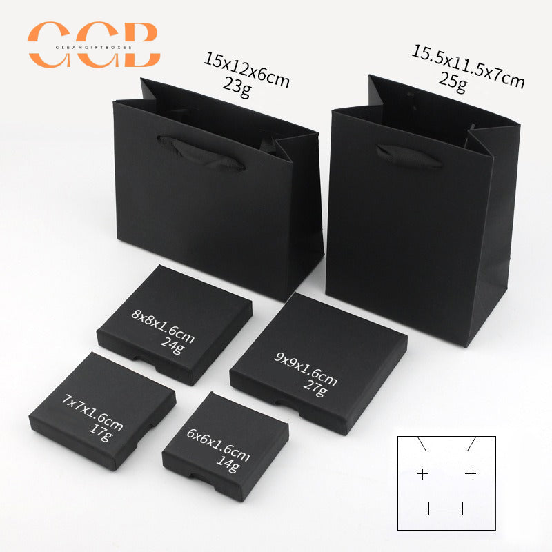 10pcs 1.6cm thin jewelry box set, kraft brown white marble black, luxury packaging for rings earrings bracelets, flat gift boxes