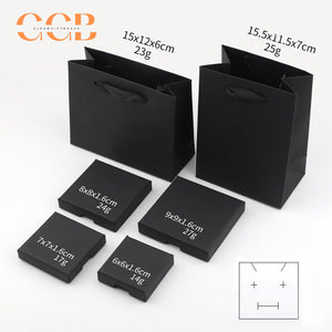 10pcs 1.6cm thin jewelry box set, kraft brown white marble black, luxury packaging for rings earrings bracelets, flat gift boxes