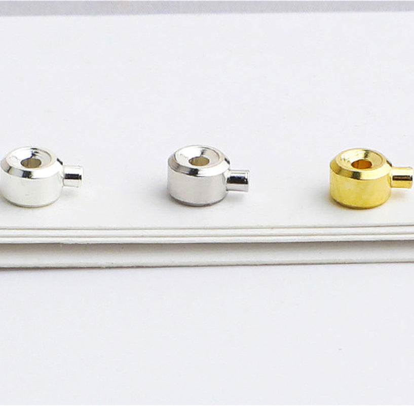 10pcs 3mm S925 Sterling Silver and Gold-Plated End Cap Beads