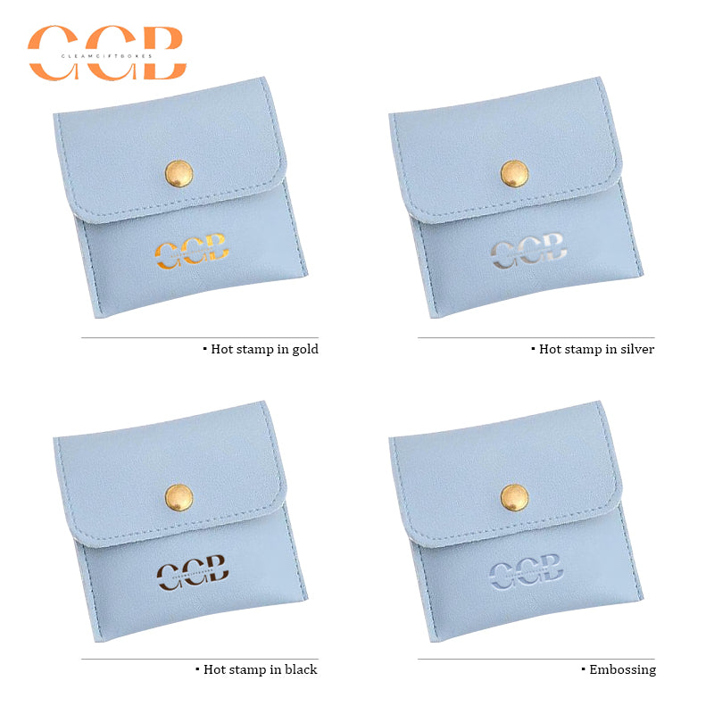 10Pcs Purple PU Leather Jewelry Snap Pouches