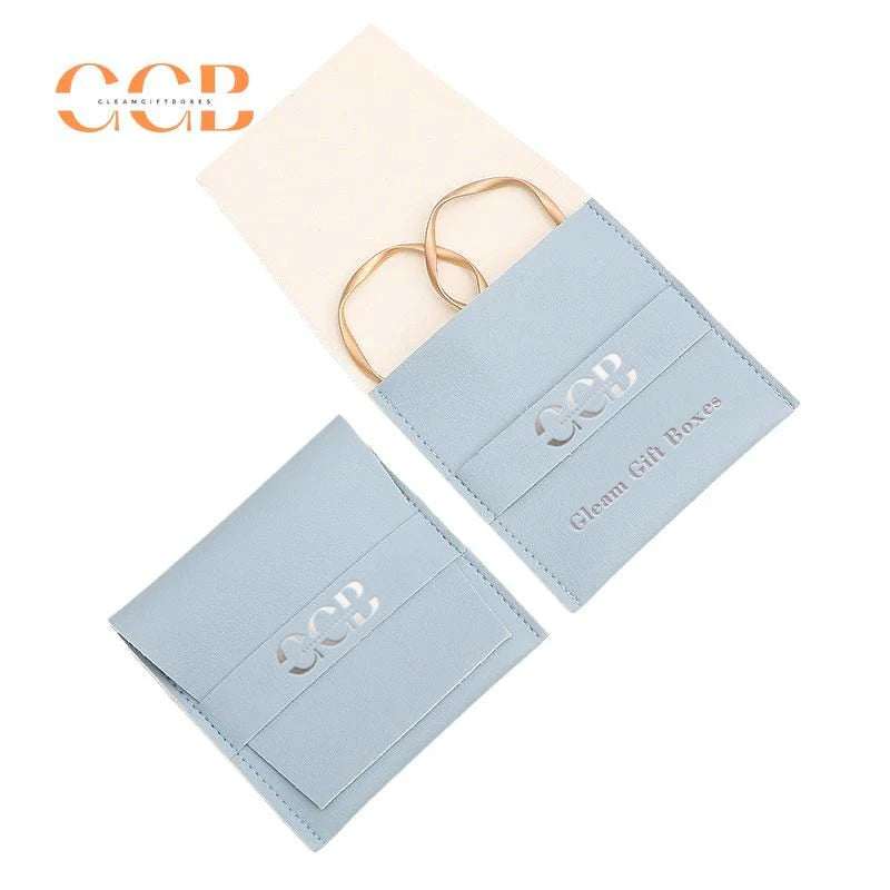 10pcs Blue Vegan Leather Jewelry Flap Bags