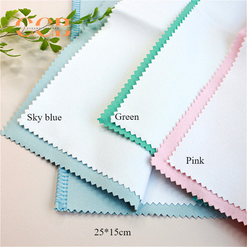 25x15cm large silver polishing cloth multi layer suede jewelry cleaning cloth with stitched edges, custom logo silver cloth for gold silver care