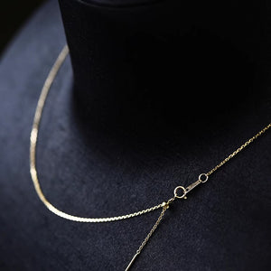 18K Gold Chain Necklace AU750, Adjustable Prime Cross Collarbone Chain Pin Style for Floating Pearl Pendant