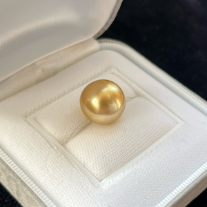 3A 11-15mm Medium Golden South Sea Pearl, Semi Round Nearly Round Loose Pearl, Single Undrilled Bead for DIY Jewelry Making