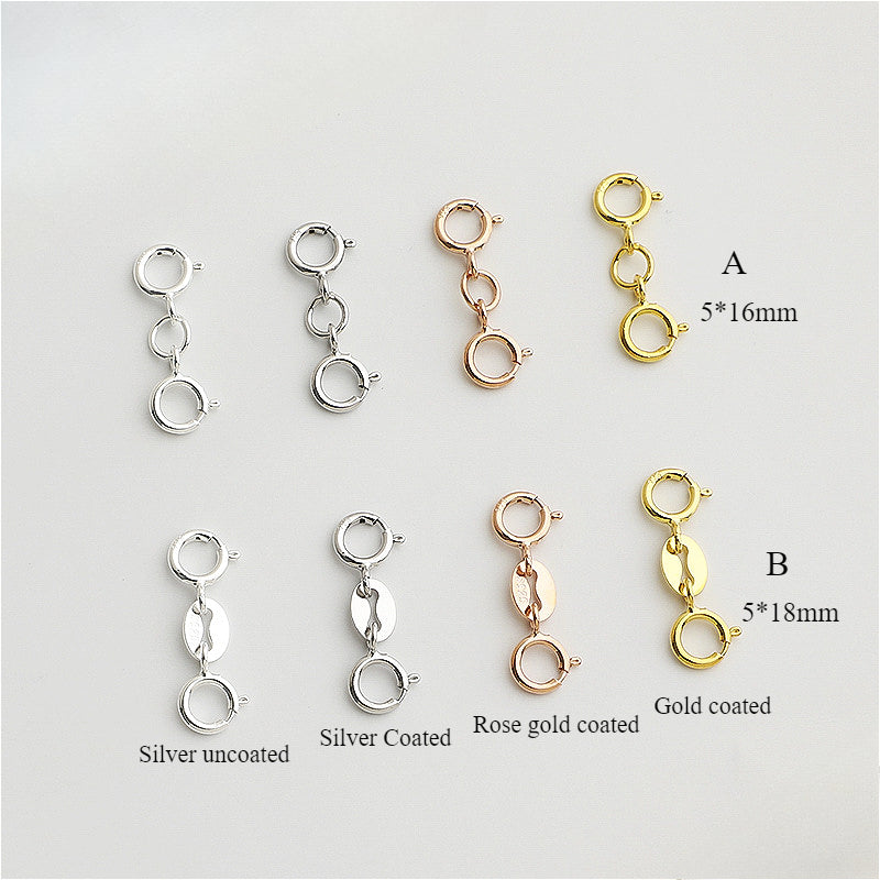 10pcs 5mm S925 Sterling Silver Double Spring Buckle, DIY Jewelry Clasp Accessories
