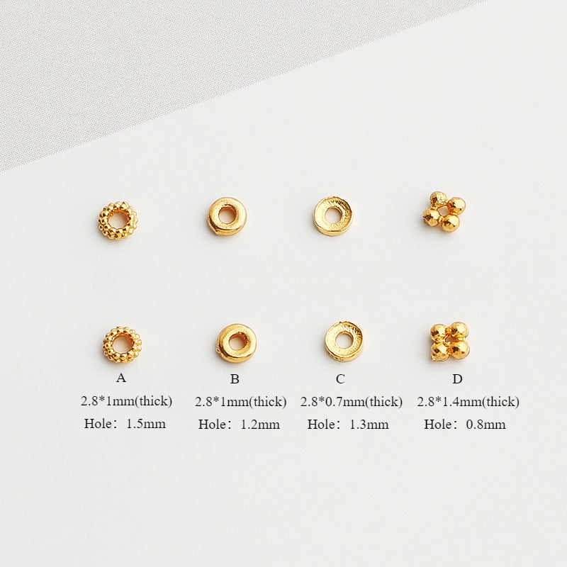 10pcs S925 Sterling Silver Gold-Plated Mini Round Spacer Beads