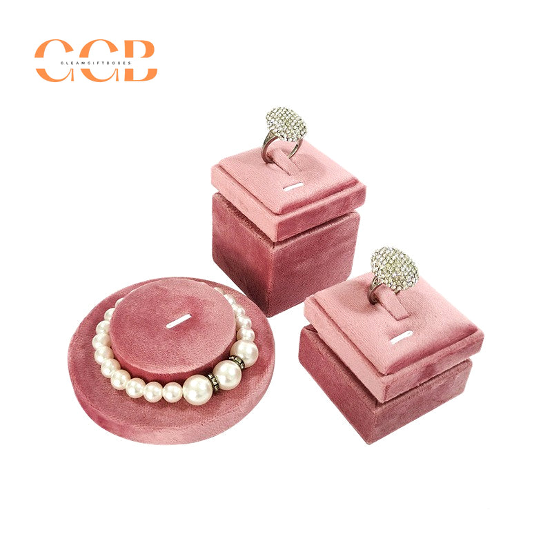 Luxury Pink Velvet Jewelry Display Set, Elegant Neck Model and Ring Holder Stand, Bracelet Display for Showcase, Gift for Jewelry Lovers
