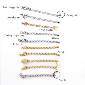 316L Stainless Steel Clasp with Extension Chain Tag