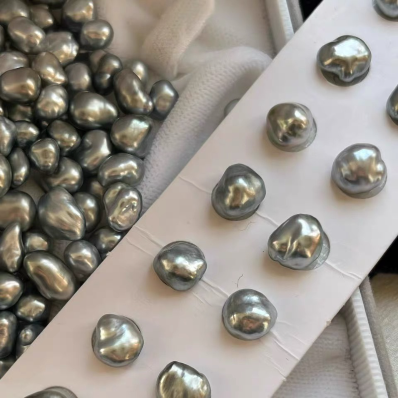 3A 2-12mm Platinum Grey Tahitian Keshi Pearl, Natural Loose Saltwater Pearl with Good Luster, Undrilled Half Drilled 1mm or Fully Drilled 0.7mm
