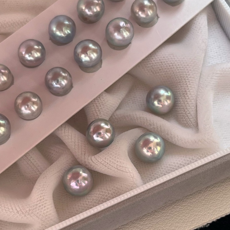 3A 4-10mm Grey Akoya Baroque Pearl, Natural Tone Loose Pearl with Strong Luster, Undrilled Half Drilled 1mm or Fully Drilled 0.7mm