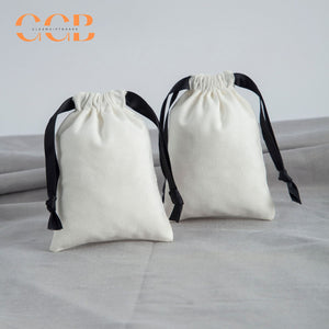20pcs white jewelry pouch with black string, drawstring bag for rings earrings bracelets, multi size jewelry packaging gift bags