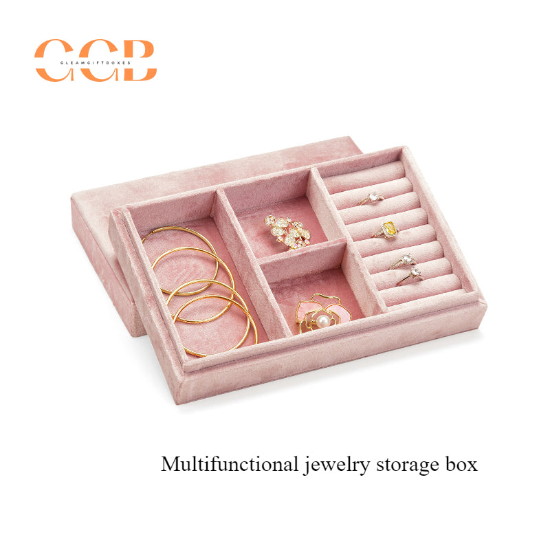 7 Piece Pink Velvet Jewelry Box Set Custom Logo Packaging Display