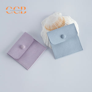 20pcs snap button jewelry pouch set, 8x8cm multi color suede pouches for rings earrings necklaces, jewelry packaging bags