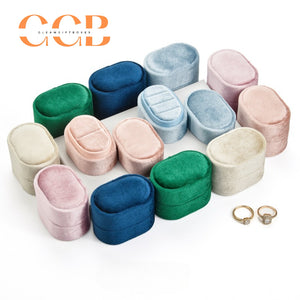 Velvet Oval Ring Box, Single, Double or Triple Slot Jewellery Box，Plush Lined Holder for Wedding & Engagement Rings, Proposal Photo Prop & Bridal Accessory