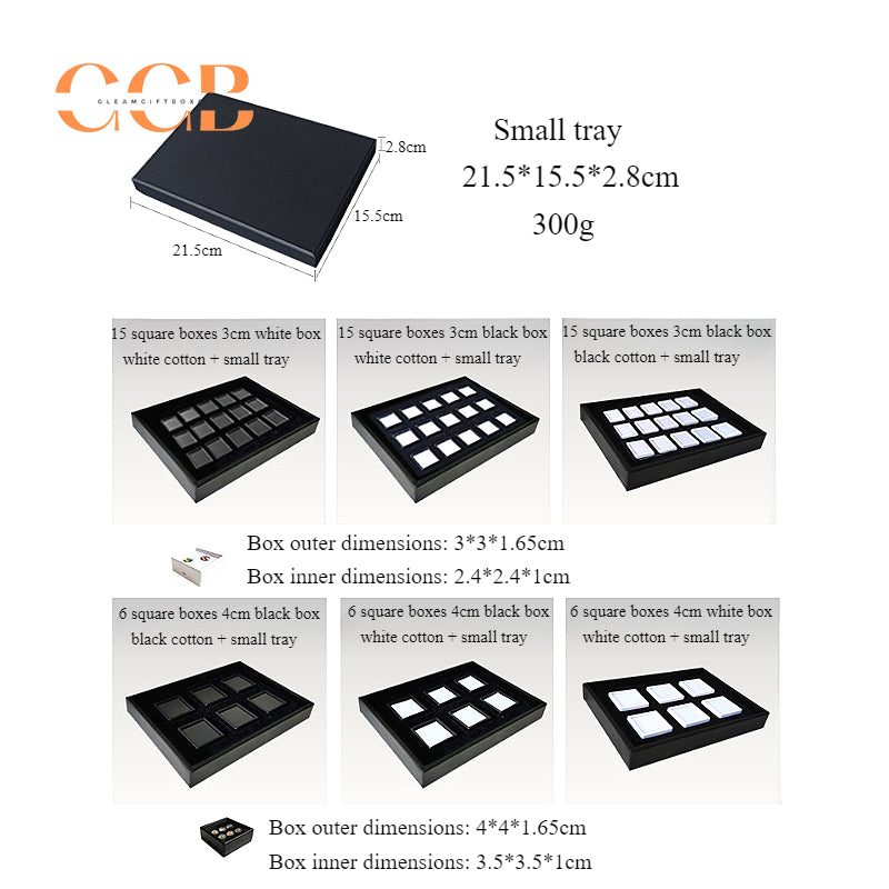 Acrylic square loose stone box with PU leather display tray