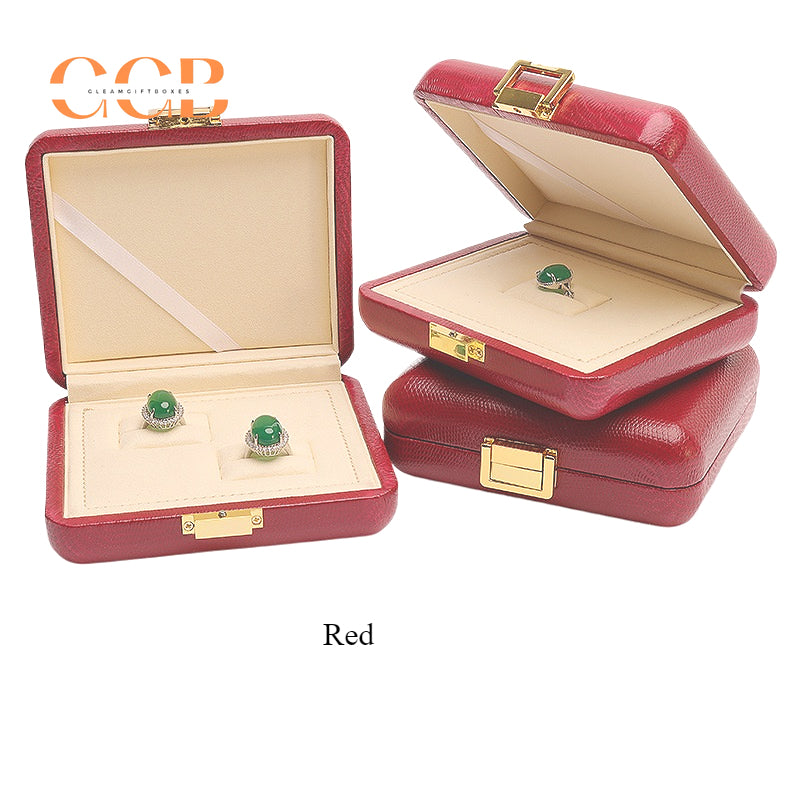 Luxury nude PU leather jewelry box for ring earrings necklace storage