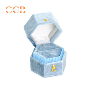 Hexagon Velvet Ring Box Green Wedding Proposal Ring Box